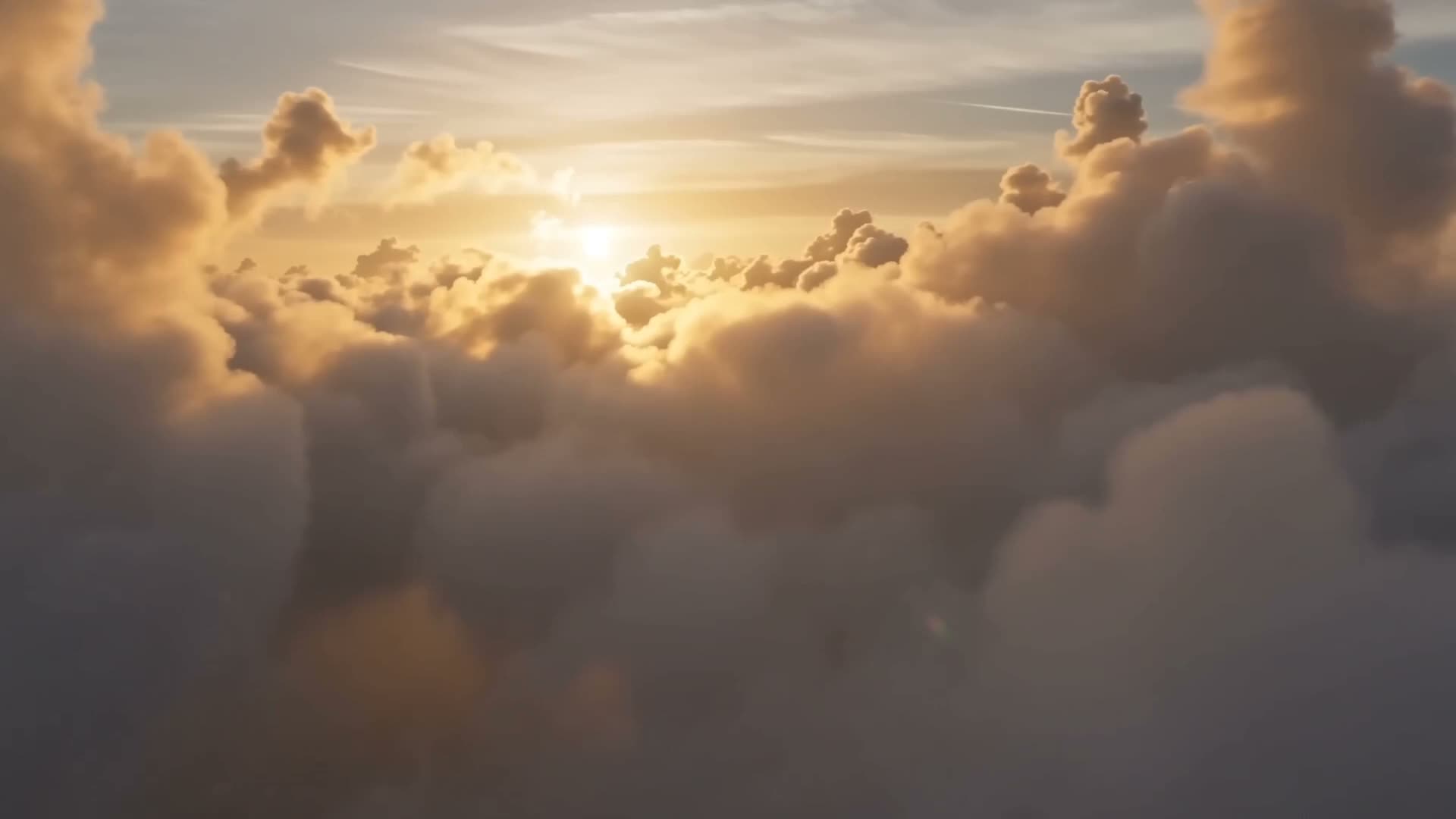 Golden sunset clouds drifting above the Arabian Gulf